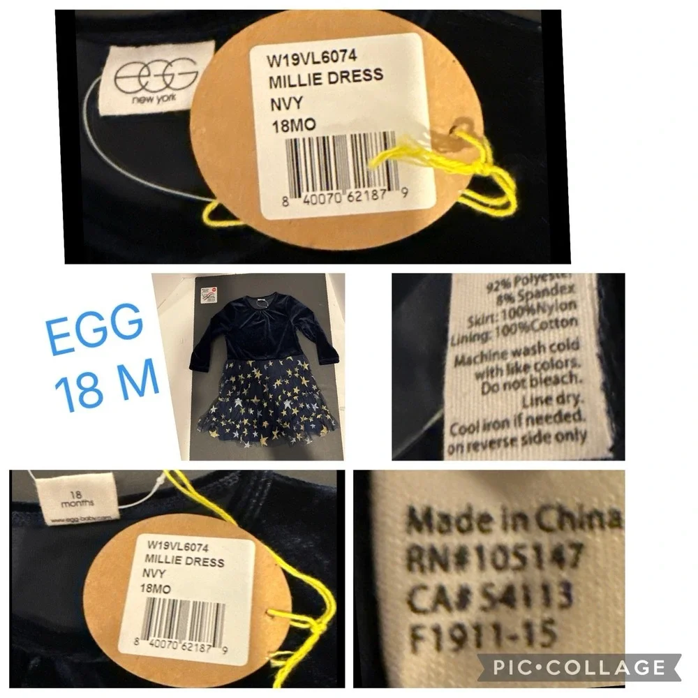 EGG Toddler Navy Blue & Gold Stars 18M Dress Carter's Gold Slip On‎ Shoes Size 4
